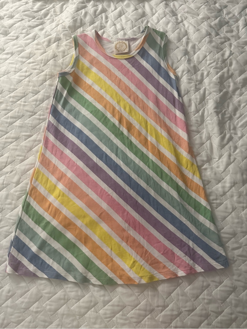 Girls Rainbow Diagonal Stripe Tank Dress